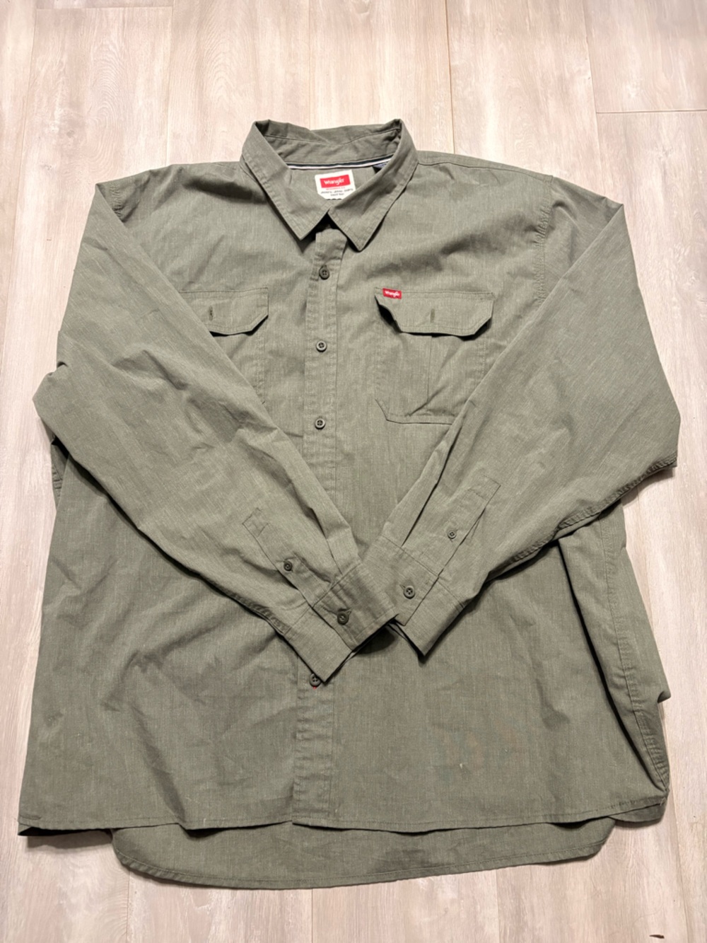 Wrangler Olive Green Shirt with Red Logo Tag